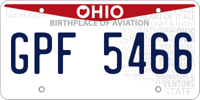 OH license plate GPF5466
