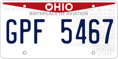 OH license plate GPF5467