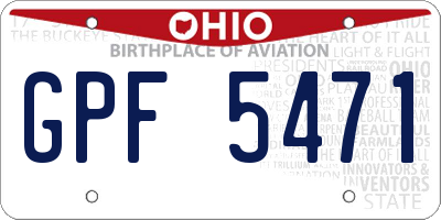 OH license plate GPF5471