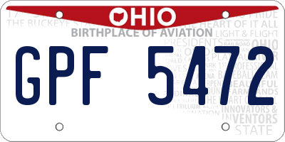 OH license plate GPF5472