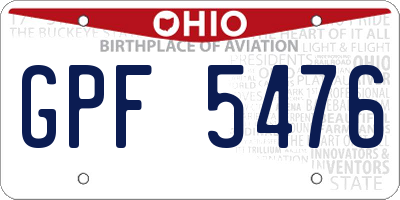 OH license plate GPF5476