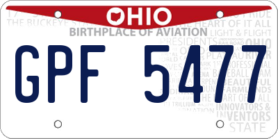 OH license plate GPF5477