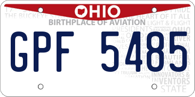 OH license plate GPF5485