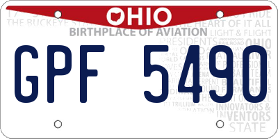 OH license plate GPF5490