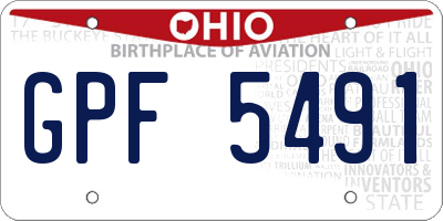 OH license plate GPF5491