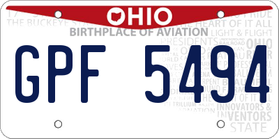 OH license plate GPF5494