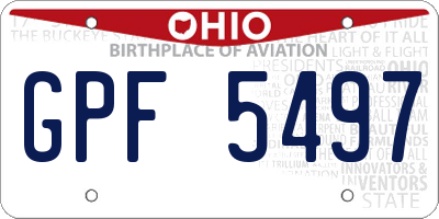 OH license plate GPF5497