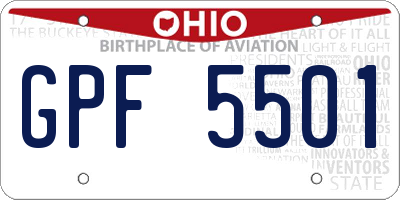 OH license plate GPF5501