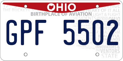 OH license plate GPF5502