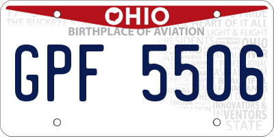 OH license plate GPF5506