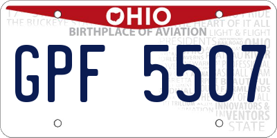 OH license plate GPF5507