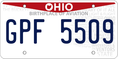 OH license plate GPF5509