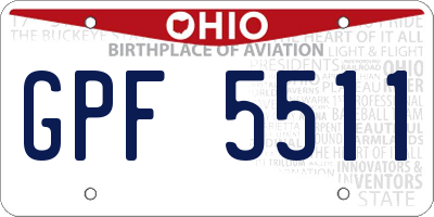 OH license plate GPF5511