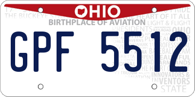 OH license plate GPF5512