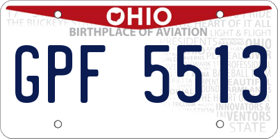 OH license plate GPF5513