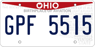 OH license plate GPF5515