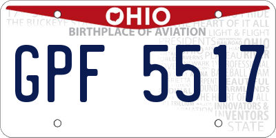 OH license plate GPF5517