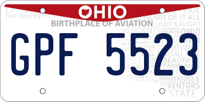 OH license plate GPF5523