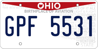 OH license plate GPF5531