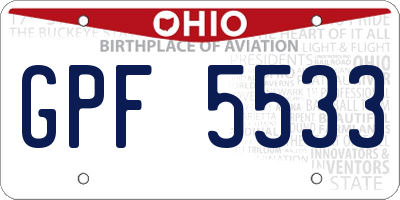 OH license plate GPF5533