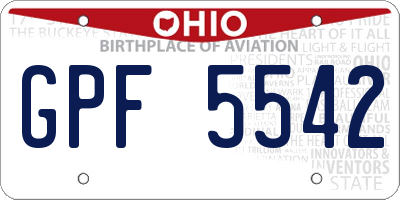 OH license plate GPF5542