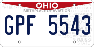 OH license plate GPF5543