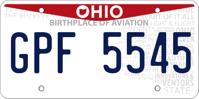 OH license plate GPF5545