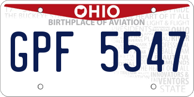 OH license plate GPF5547