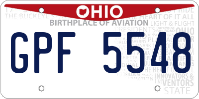 OH license plate GPF5548