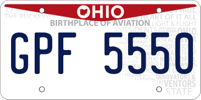 OH license plate GPF5550