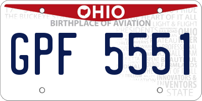 OH license plate GPF5551