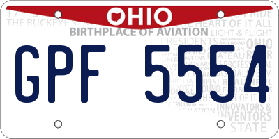 OH license plate GPF5554