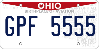OH license plate GPF5555