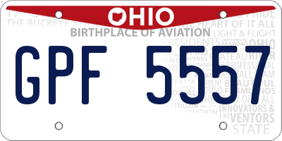 OH license plate GPF5557