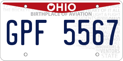 OH license plate GPF5567