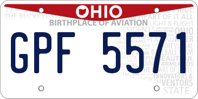 OH license plate GPF5571