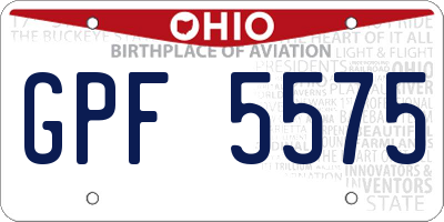 OH license plate GPF5575