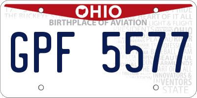 OH license plate GPF5577