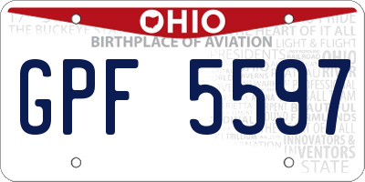 OH license plate GPF5597