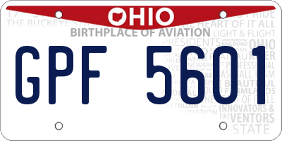 OH license plate GPF5601