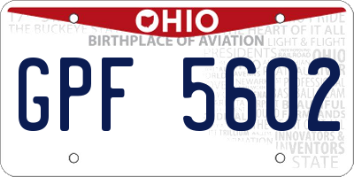 OH license plate GPF5602