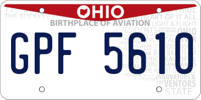 OH license plate GPF5610