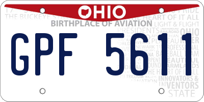 OH license plate GPF5611