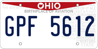 OH license plate GPF5612