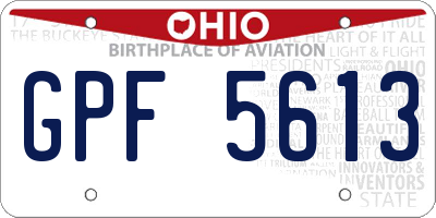 OH license plate GPF5613