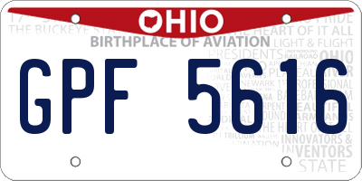 OH license plate GPF5616