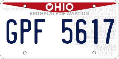 OH license plate GPF5617