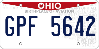 OH license plate GPF5642