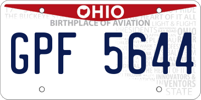 OH license plate GPF5644