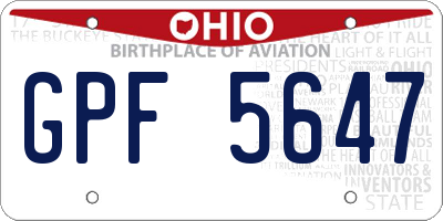 OH license plate GPF5647